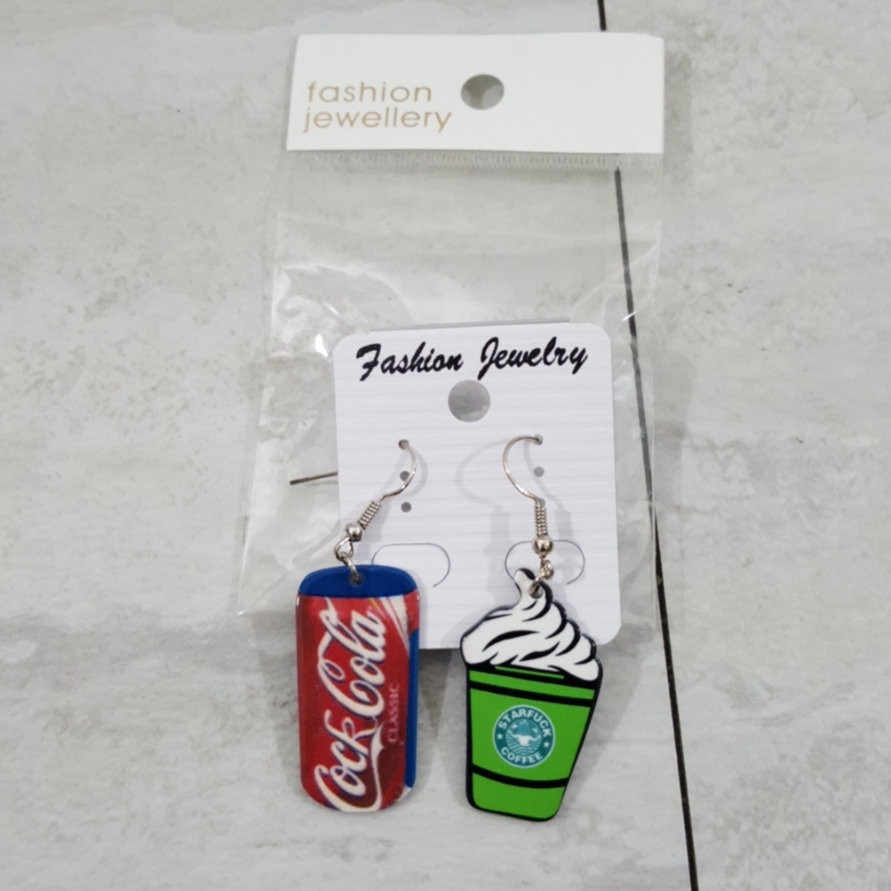 Coca Cola Starbucks Acrylic Earrings